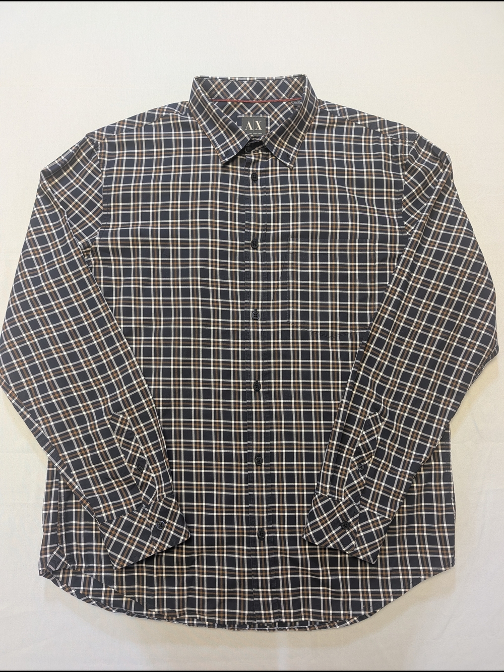 A/X Armani Exchange Plaid Shirt Men's Size L Button-Down Long-Sleeve Regular Fit